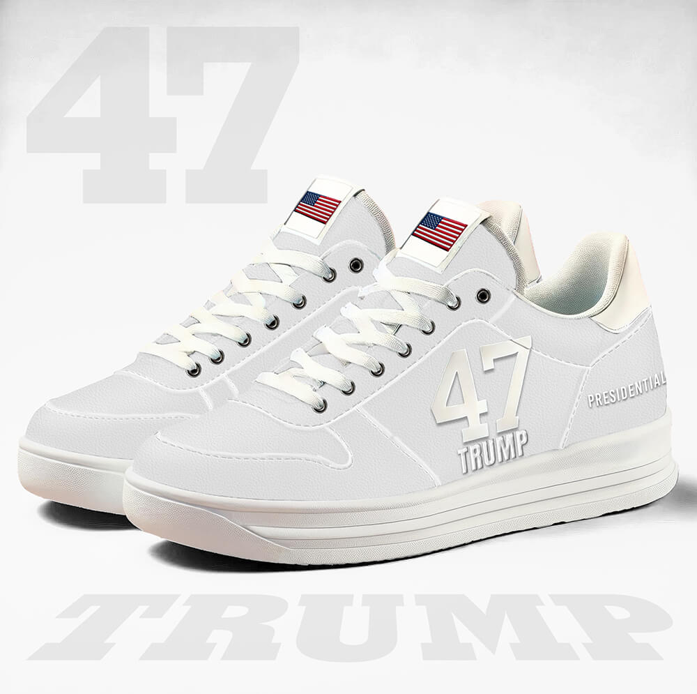 Official Trump Sneakers - Trump 47 Presidential White Low Tops - New Official Trump Sneakers - Trump 47 Presidential White Low Tops - New