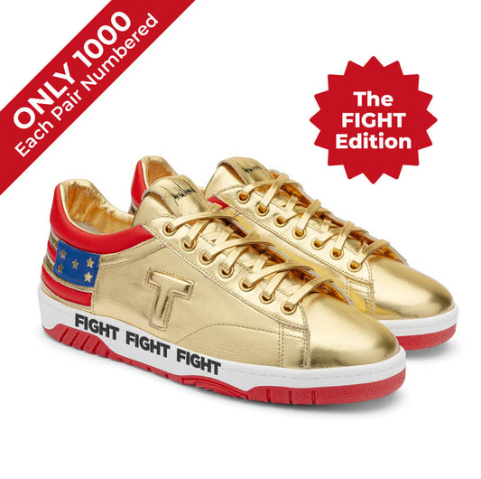 The Never Surrender Gold Low Top Sneakers - FIGHT FIGHT FIGHT Edition