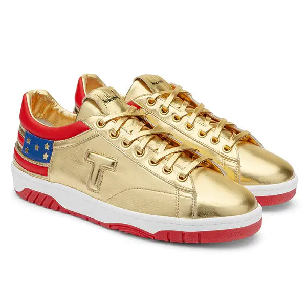 The Never Surrender Gold Low Top Sneakers