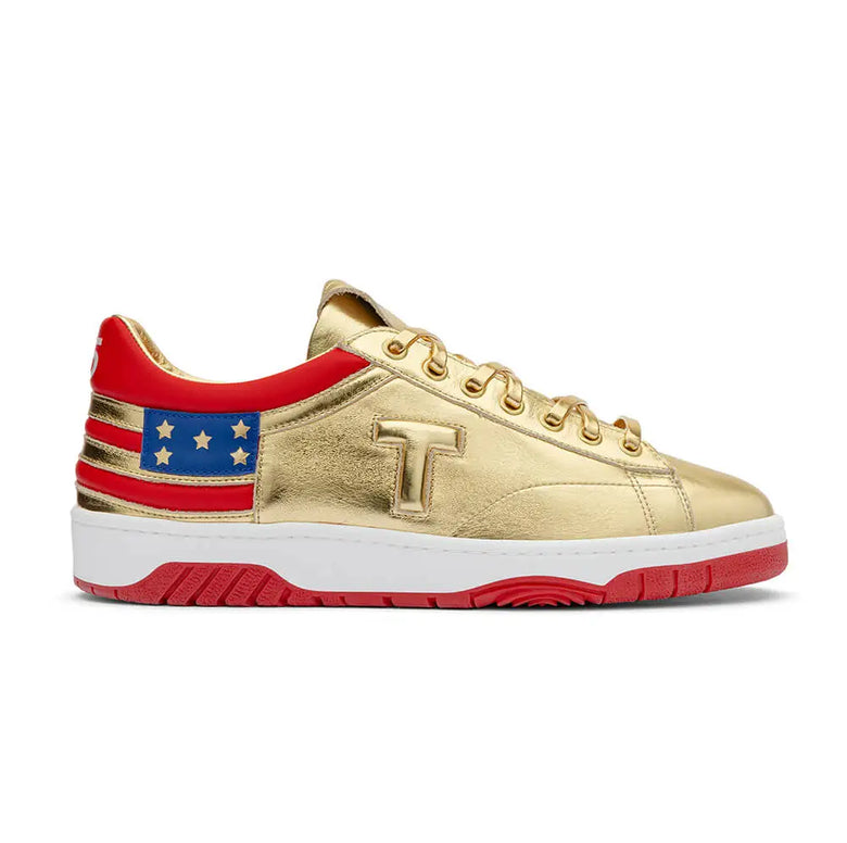 The Never Surrender Gold Low Top Sneakers